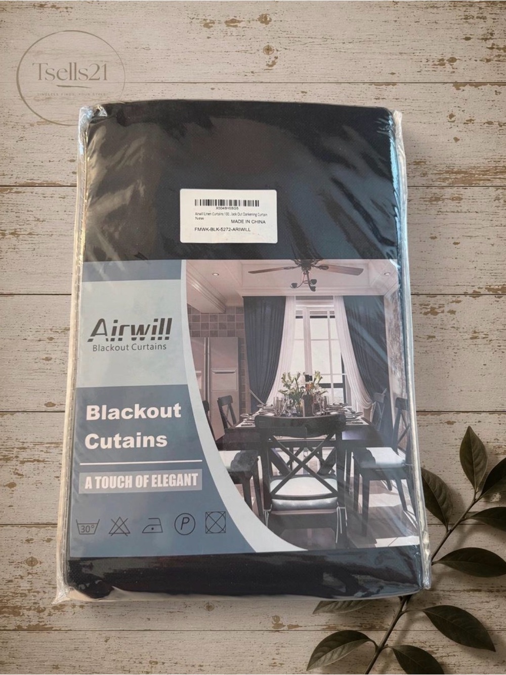 NWT Airwill Linen Blackout Curtains in Black - Pack of 2 (52" x 72")